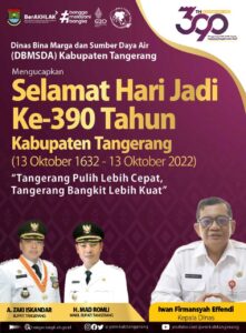 Kadis BMSDA Ucapkan Selamat Hari Jadi Ke-390 Kabupaten Tangerang